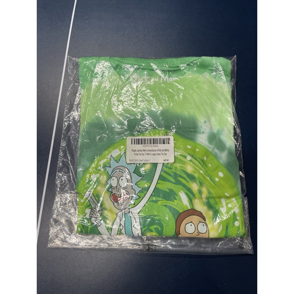 Ripple Junction Men's Adventures Of Rick And Morty Portal Green Tie Dye Shirt XL